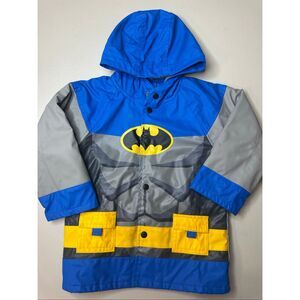Western Chief Boys Blue Gray Batman Button-up Raincoat Jacket Size 3T
